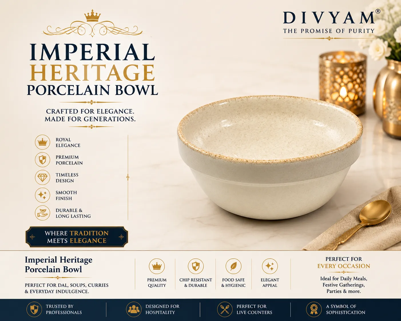 Imperial Heritage Porcelain Bowl — Heritage Dining Collection by D I V Y A M®